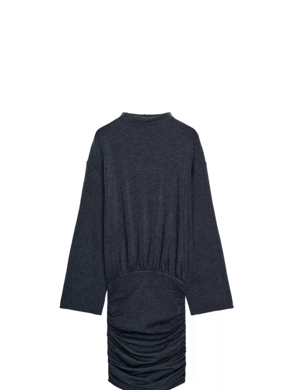 Zara Long Sleeve Ruched Dress in Dark Charcoal